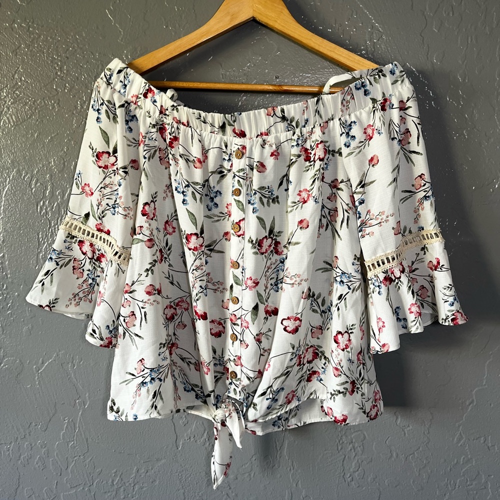 White blouse with flower print